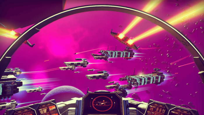 Screenshot of a Fight From a Space Exploration Game No Man's Sky