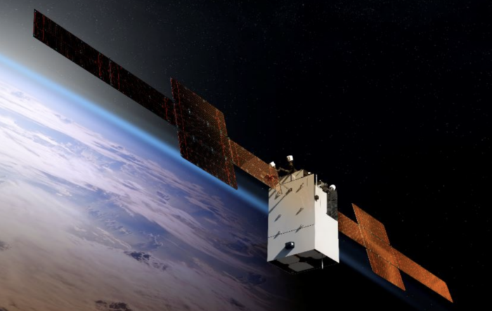 An artist’s conception of the WGS 11+ satellite. (Courtesy of Boeing)