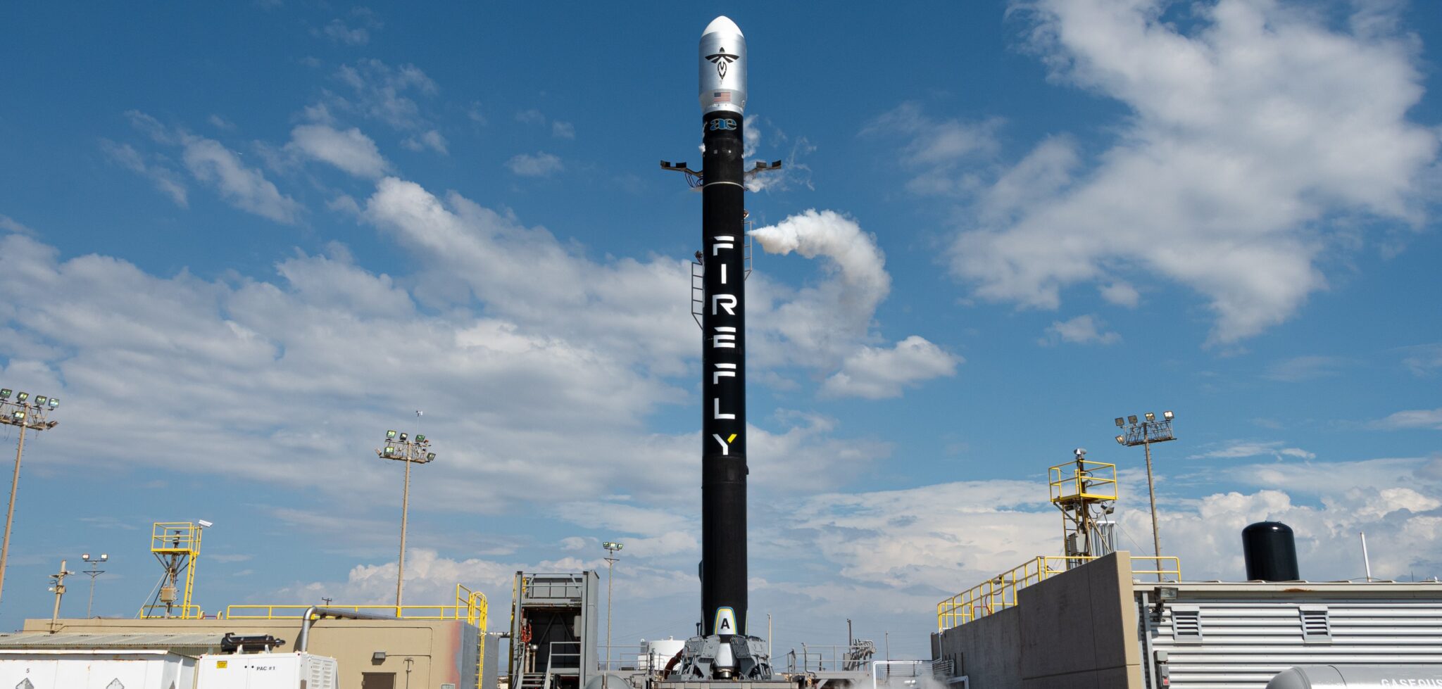 Firefly Aerospace's Alpha rocket on the Launch Pad Vandenburg