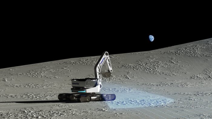 Image of construction equipment on the lunar surface (credit: Komatsu Ltd. and ispace)