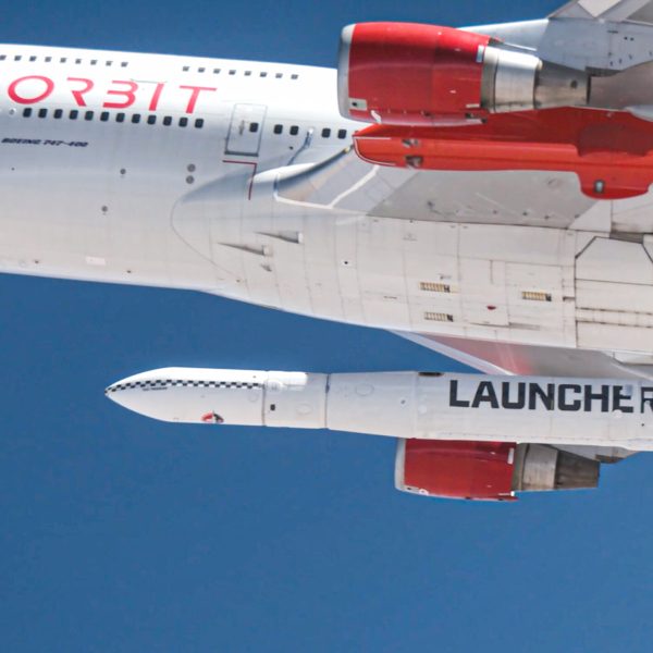 Cosmic Girl releases LauncherOne mid-air for the first time during a July 2019 drop test. Credit: Virgin Orbit/Greg Robinson.
